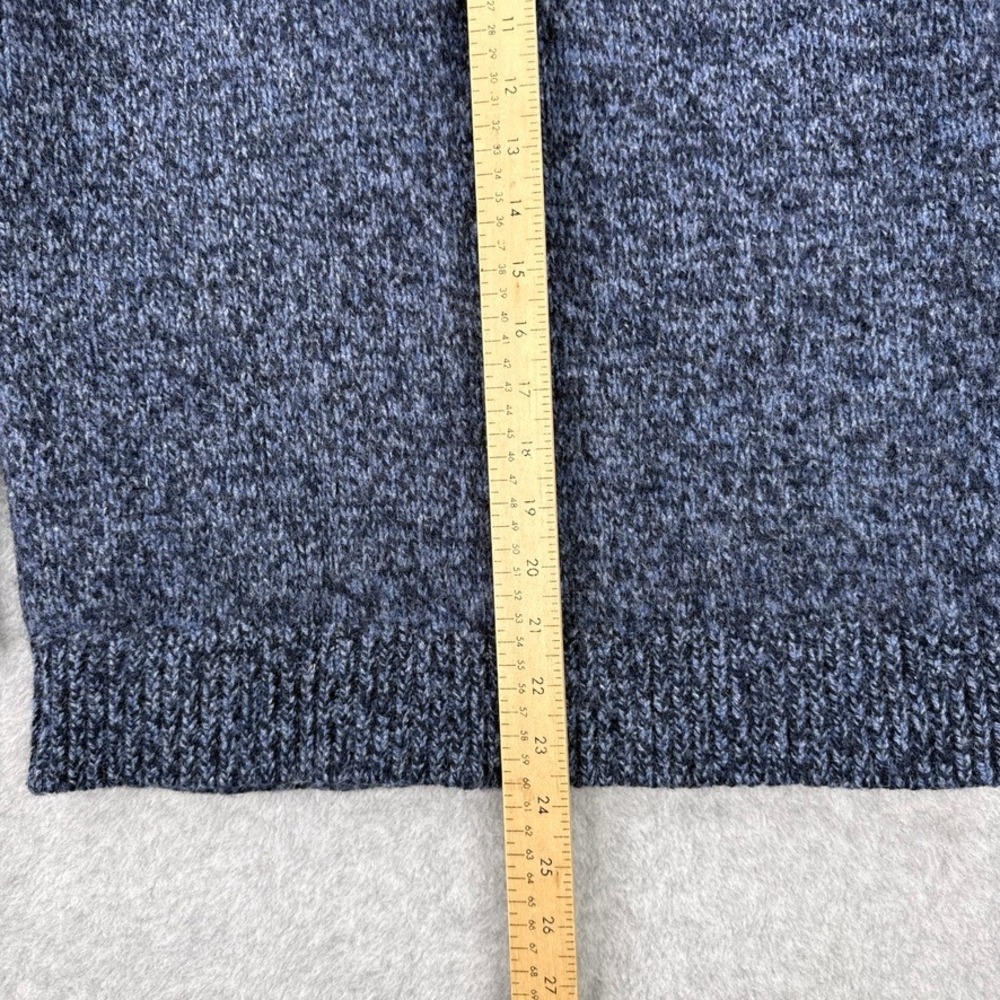 LL Bean Sweater Mens Medium Blue Marled Lambswool Henley Mock Neck 285174 - Picture 4 of 9